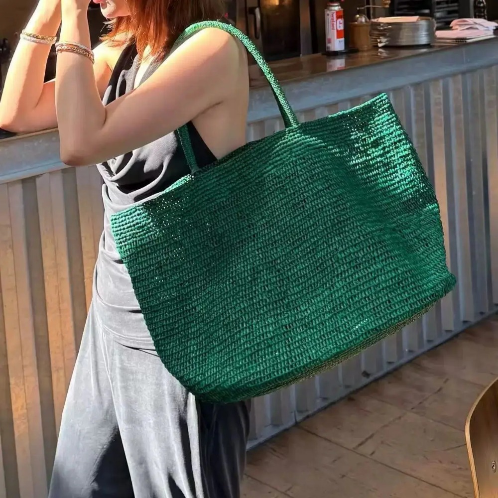 Luxury Bags For Summer - حقيبة يد نسائية كبيرة منسوجة يدويًا