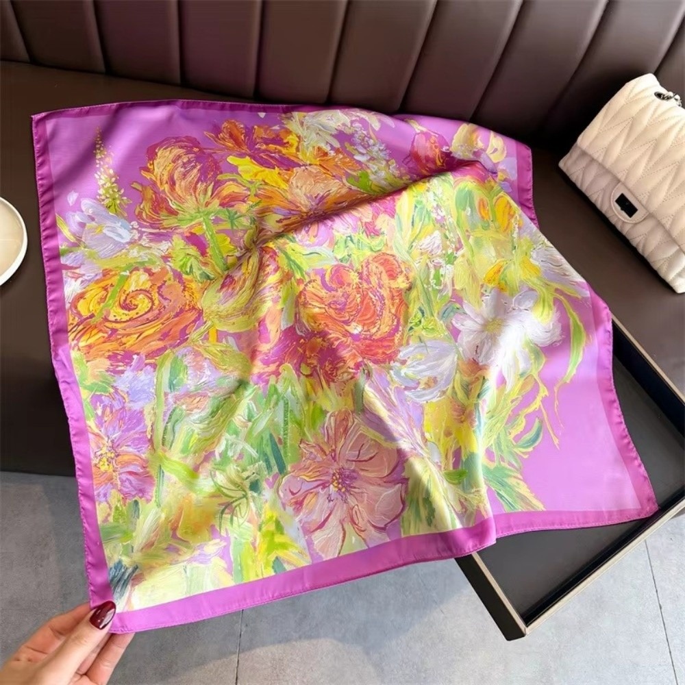Luxury Bags For Summer - وشاح حريري فاخر مربع الشكل بطول