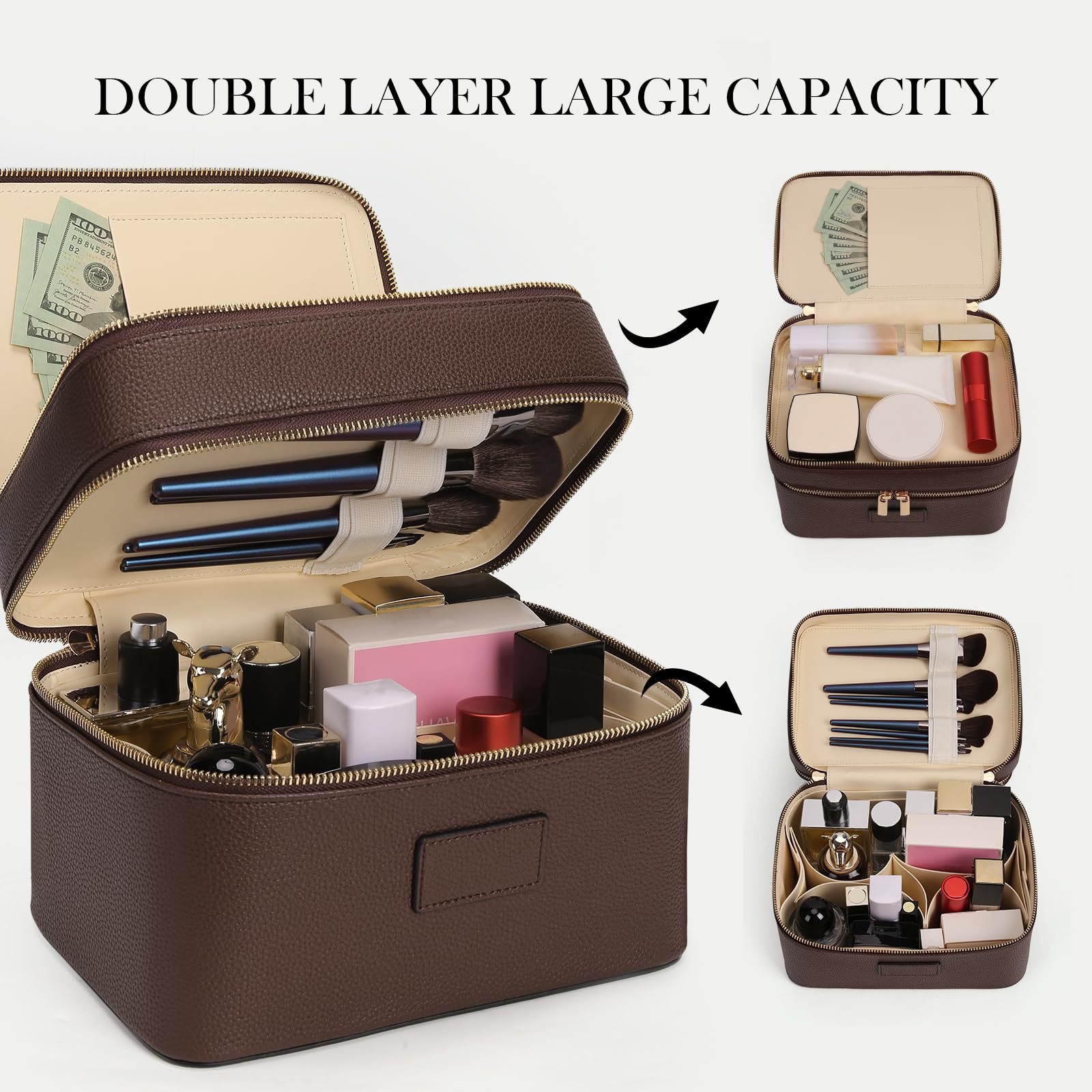 حقيبة مستحضرات تجميل فاخرة كبي - مراجعة Luxury Bags Leather وسعره
